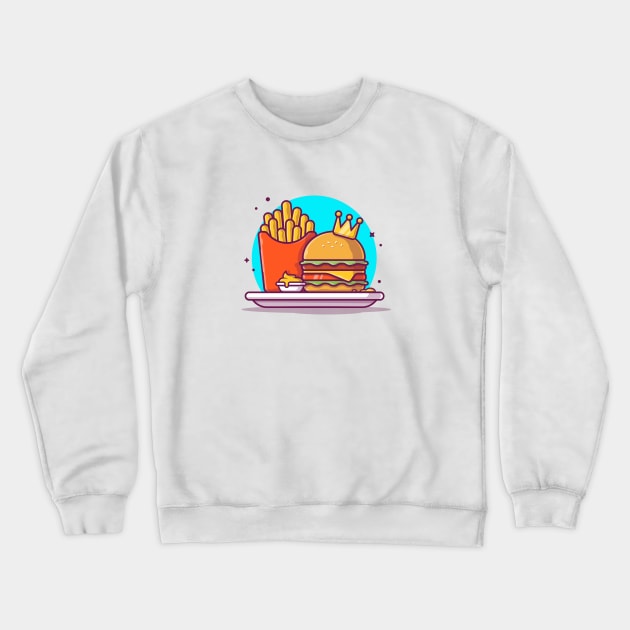 Burger With French Fries Cartoon Vector Icon Illustration (2) Crewneck Sweatshirt by Catalyst Labs